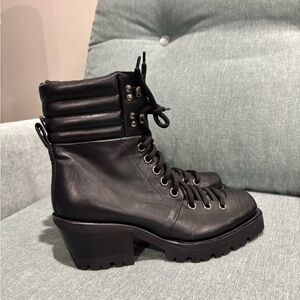 AGL Black Leather Combat Boots 6.5 lace up